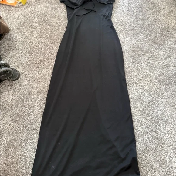 Meshki Bea Strapless Slinky Ruffle Midi Dress - Picture 2 of 4